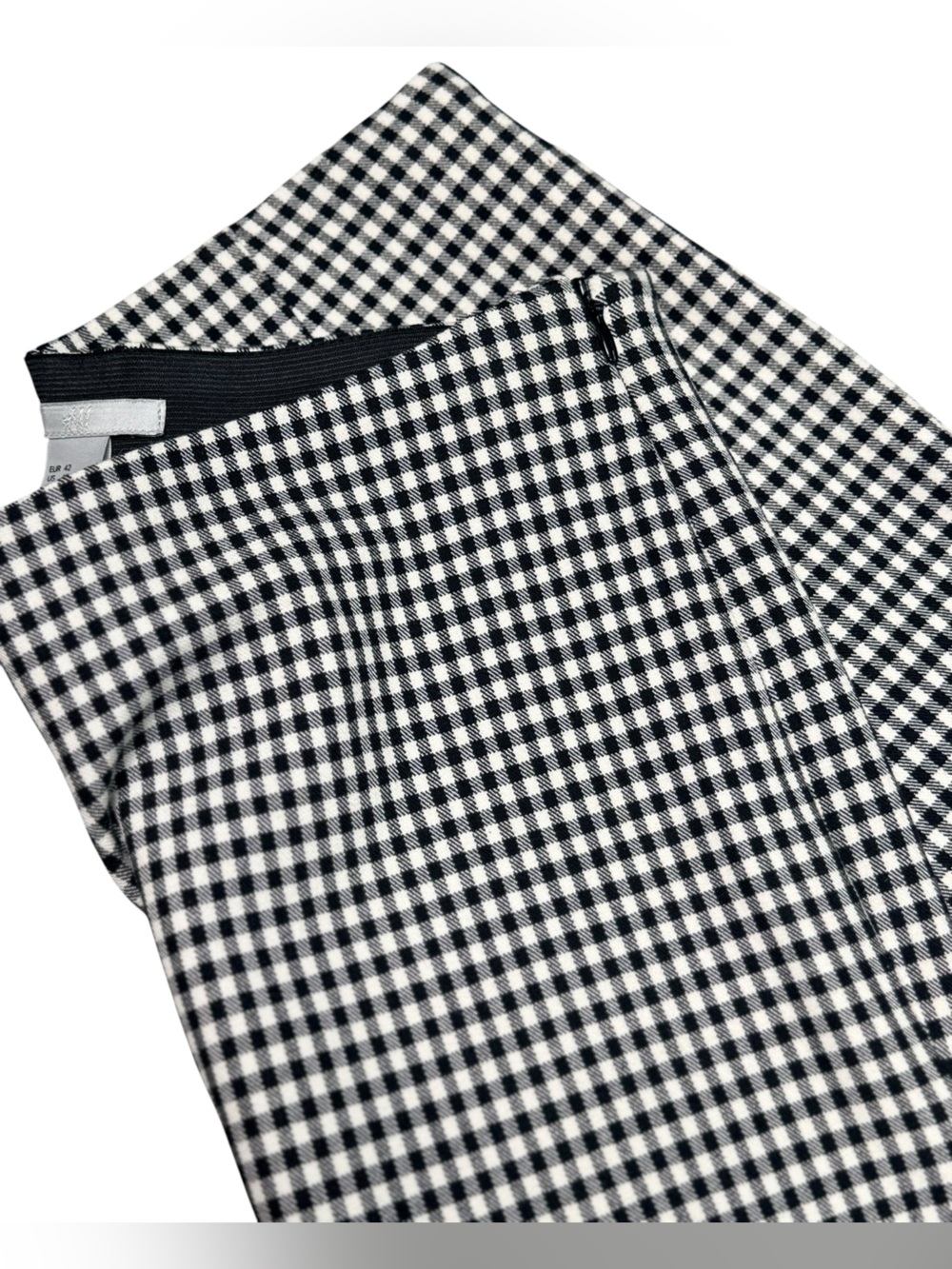 H&M Black White Gingham Pull On Ankle Pants Stretch Size 12 - Picture 4 of 13